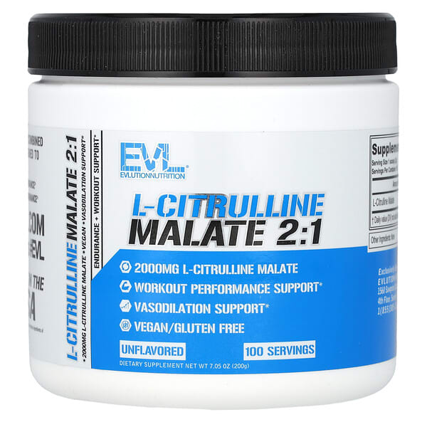 EVLution Nutrition, L-瓜氨酸蘋果酸 2:1，原味，7.05 盎司（200 克）
