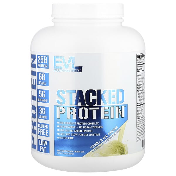 EVLution Nutrition, Stacked Protein，香草霜淇淋味，5 磅（2.268 千克）