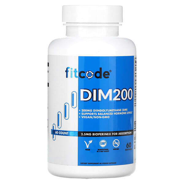 fitcode, 200,二吲哚甲烷 (DIM),200 毫克,60 粒素食膠囊