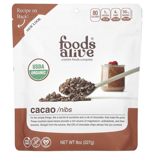 Foods Alive, 超級食品，可可豆瓣，8 oz (227 g)