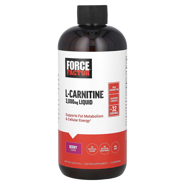 Force Factor, 液體 L-肉堿，漿果味，3000 毫克，16 液量盎司（473 毫升）