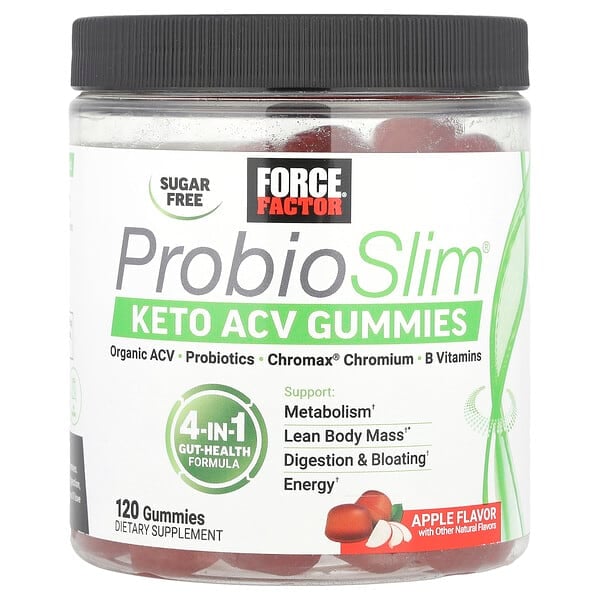 Force Factor, ProbioSlim®，Keto ACV 軟糖，蘋果味，120 粒軟糖
