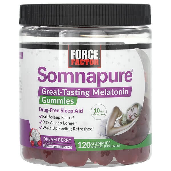 Force Factor, Somnapure®，美味褪黑荷爾蒙軟糖，香甜漿果味，10 毫克，120 粒軟糖（每粒軟糖 5 毫克）