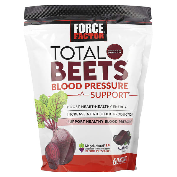 Force Factor, Total Beets®,血壓幫助,巴西莓,60 片軟咀嚼片