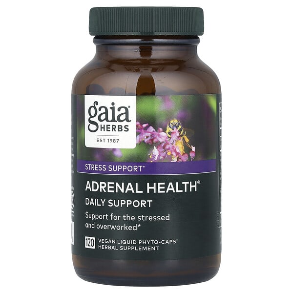 Gaia Herbs, 腎上腺健康，日常幫助，120 粒純素液體植物膠囊