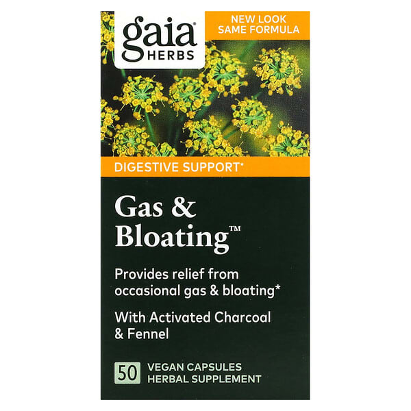 Gaia Herbs, 胃脹舒緩，50 粒素食膠囊