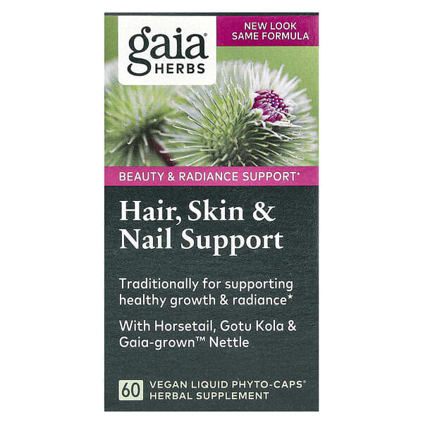 Gaia Herbs, 適用於頭髮、皮膚和指甲，60 粒全素 Phyto-Caps 膠囊