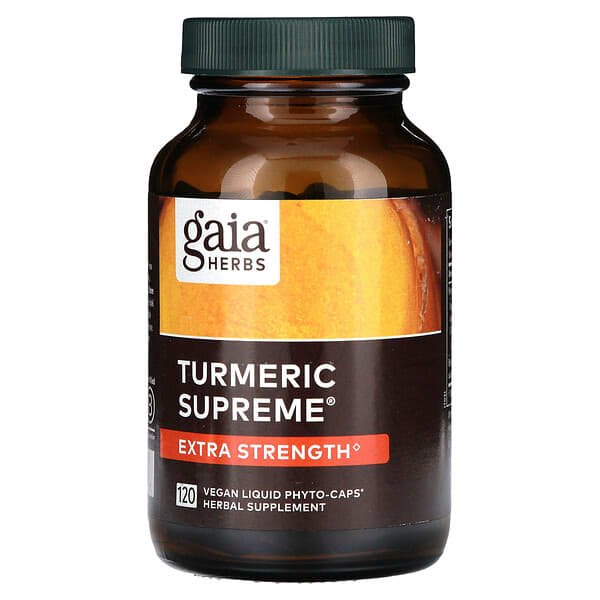 Gaia Herbs, 薑黃高級，加強型，120 粒素食液體 Phyto-Caps®