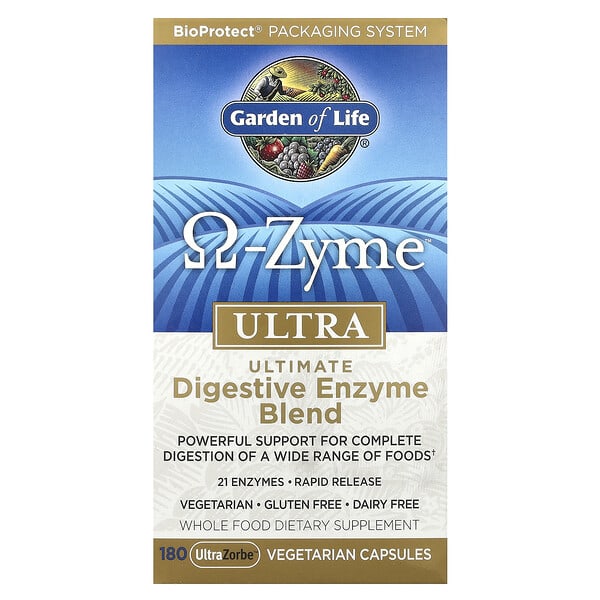 Garden of Life, ‘Ω酶素’，超高吸收率高級消化酶素混合體素食膠囊，180粒