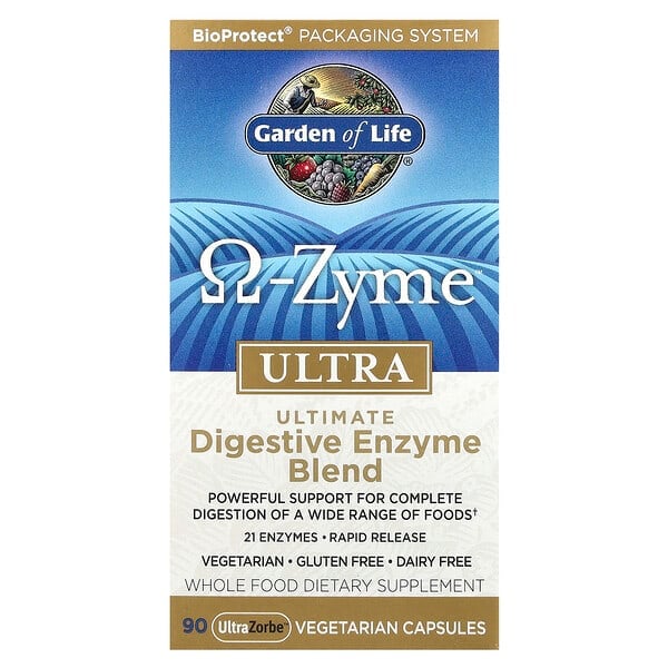 Garden of Life, O-Zyme超級配方，高級混合消化酶，90粒素食膠囊