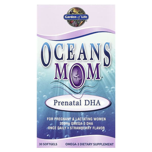 Garden of Life, Oceans Mom，產前 DHA，草莓味，30 粒軟凝膠