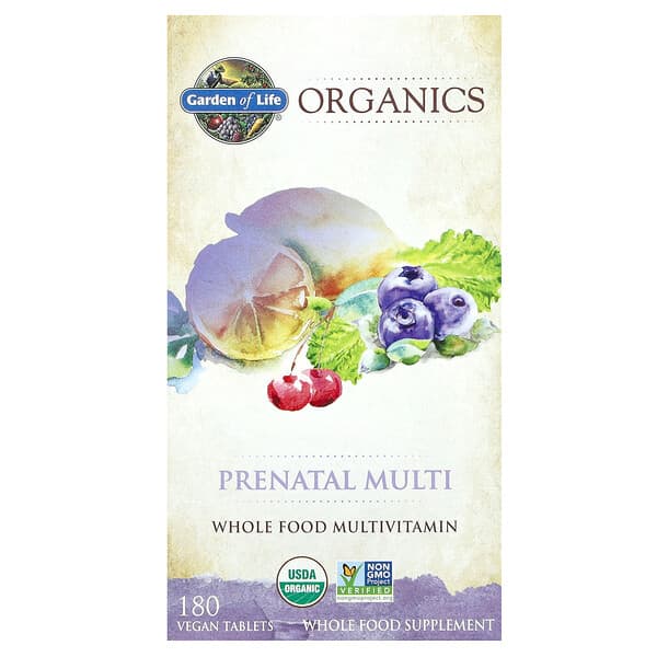 Garden of Life, Organics，產前多營養素，180 片全素片
