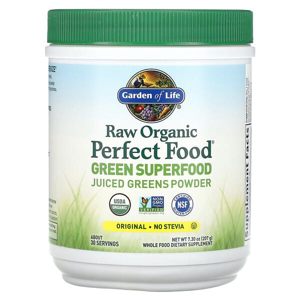 Garden of Life, 未加工有機上佳食品，綠色 SuperFood，原味，7.3 盎司（207 克）