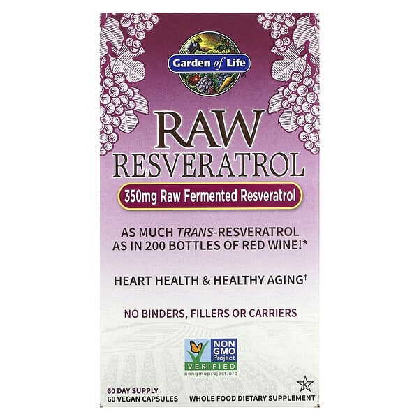 Garden of Life, RAW 白藜蘆醇,350 毫克,60 粒素食膠囊