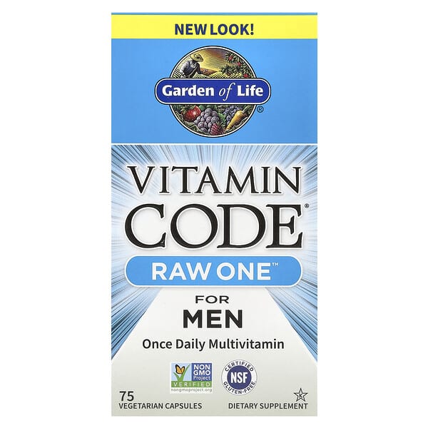 Garden of Life, Vitamin Code®，RAW One™，男性每日一次多維生素，75 粒素食膠囊