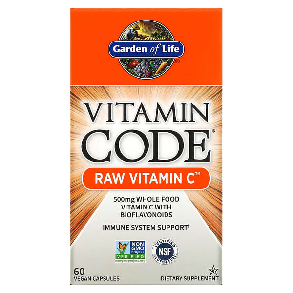 Garden of Life, Vitamin Code，未加工 維生素 C，60 粒全素膠囊