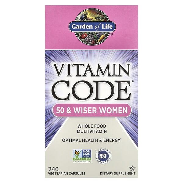 Garden of Life, Vitamin Code，女性全食多維生素，50 & Wiser，240 粒素食膠囊