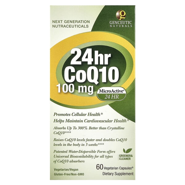 Genceutic Naturals, 24 小時輔酶 Q10，100 毫克，60 粒素食膠囊