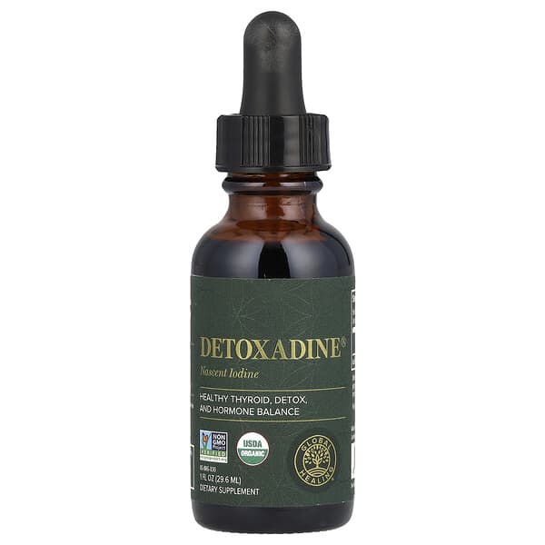 Global Healing, Detoxadine，初生碘，1950 微克，1 液量盎司（29.6 毫升）