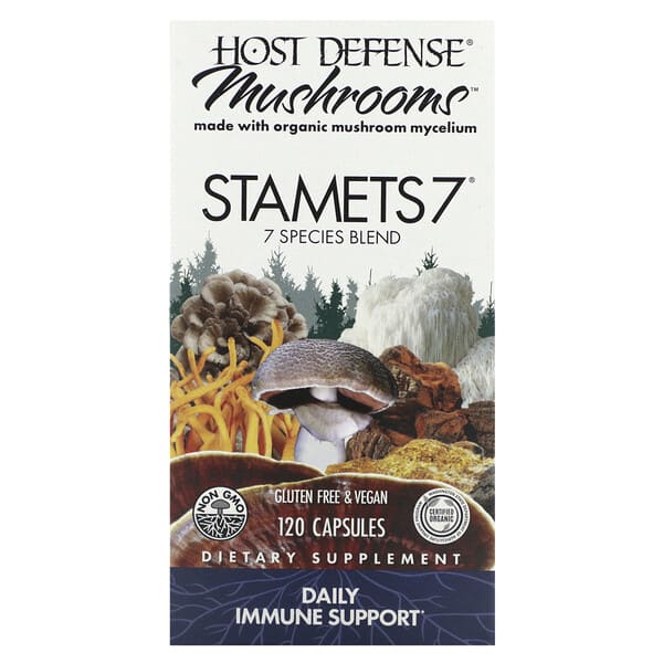 Host Defense, Host Defense Mushrooms，Stamets 7，日常機體抵抗幫助，120 粒素食膠囊