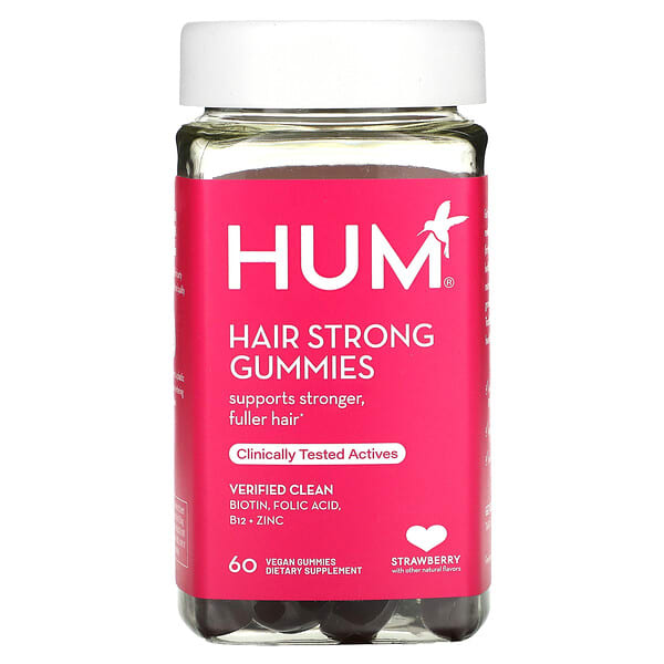 HUM Nutrition, 頭髮強韌軟糖，草莓味，60 粒素食軟糖