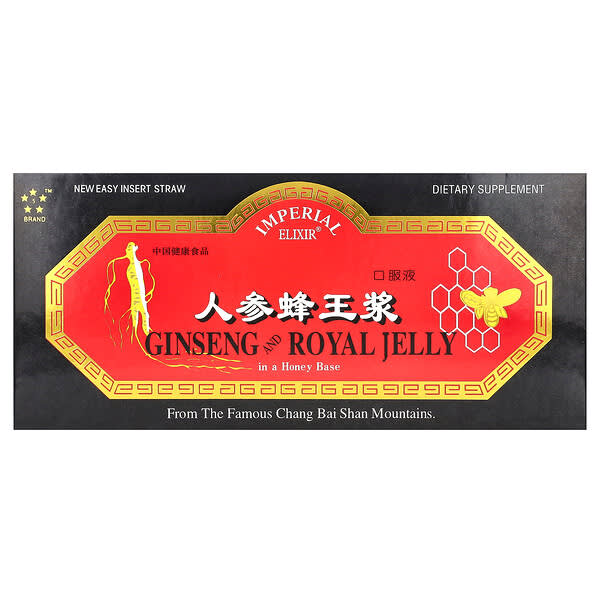 Imperial Elixir, 人參和蜂統領漿，10 瓶，每瓶 0.34 液量盎司（10 毫升）