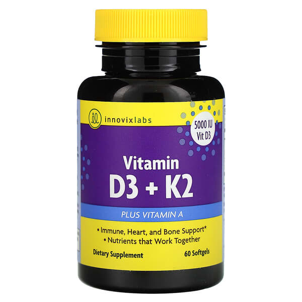 InnovixLabs, 維生素 D3 + K2，60 粒膠囊