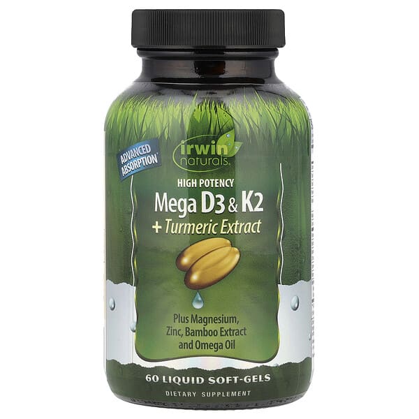 Irwin Naturals, 優效 Mega D3 + 薑黃提取物，60 粒液體軟凝膠