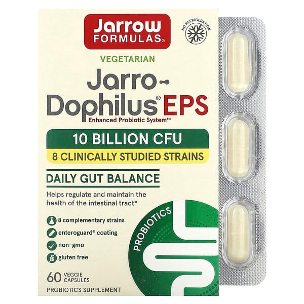 Jarrow Formulas, Jarro-Dophilus EPS,消化益生菌,50 億,60 粒 EnteroGuard 素食膠囊