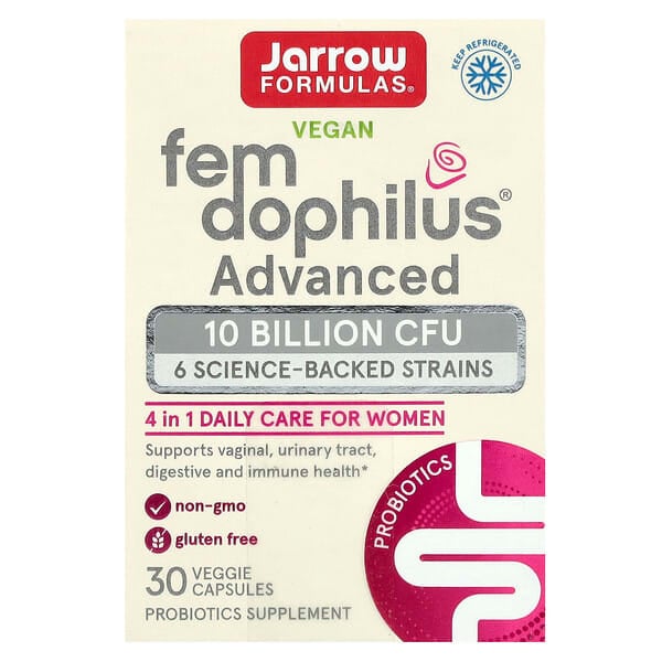 Jarrow Formulas, 全素高級 Fem Dophilus，100 億 CFU（104 毫克），30 粒素食膠囊