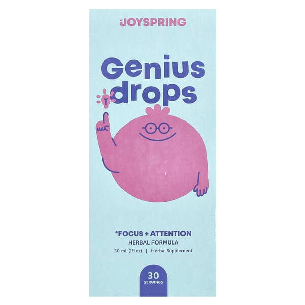 JoySpring, Genius Drops,專注力 + 注意力,1 液量盎司(30 毫升)