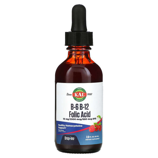 KAL, B-6 B-12 葉酸,天然混合漿果味,2 液量盎司(59 毫升)