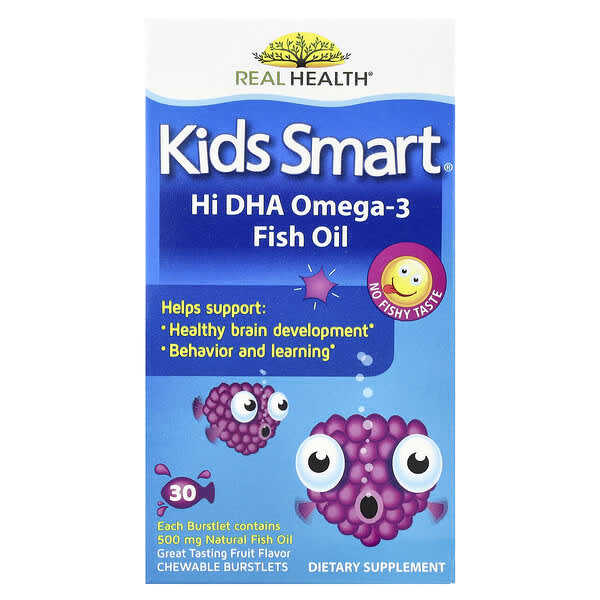 Kids Smart, Kids Smart®，Hi DHA-Omega 3 魚油，水果味，30 粒咀嚼軟膠囊