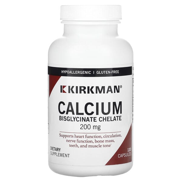 Kirkman Labs, 雙甘氨酸鈣螯合物，200 毫克，120 粒膠囊