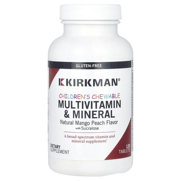 Kirkman Labs, 兒童多種維生素和礦物質咀嚼片，天然芒果桃子味，120 片