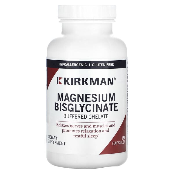 Kirkman Labs, 雙甘氨酸鎂緩衝螯合物，100 毫克，180 粒膠囊（每粒膠囊 50 毫克）