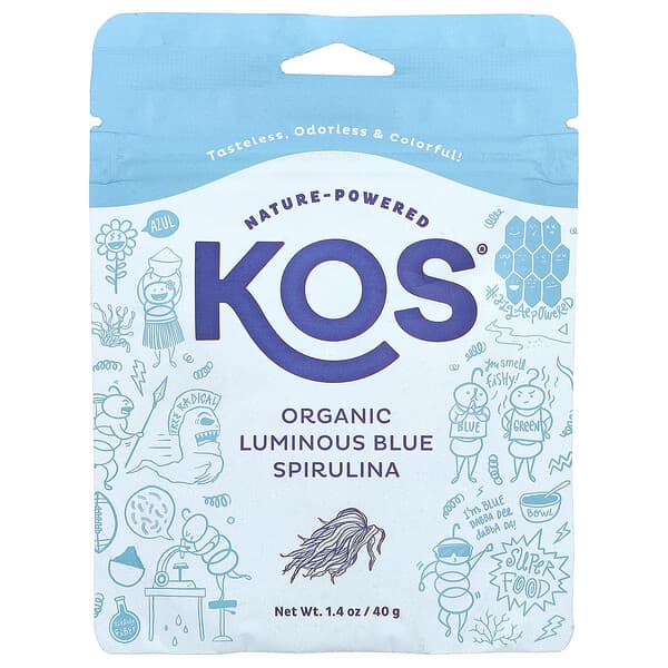 KOS, 有機發光藍螺旋藻粉，1.47 盎司（40 克）