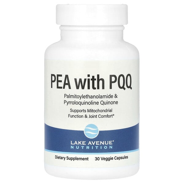 Lake Avenue Nutrition, PEA 300 毫克 + 吡咯喹啉醌 10 毫克，30 粒素食膠囊