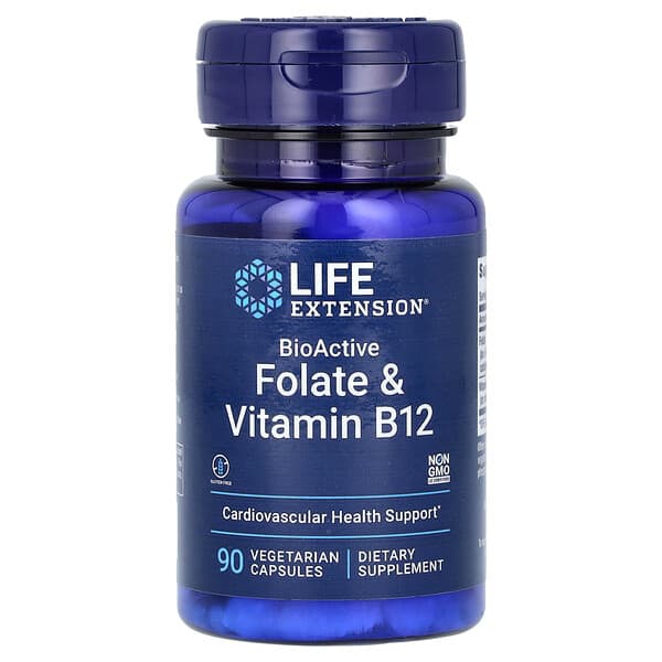 Life Extension, BioActive 系列葉酸鹽維生素 B12 素食膠囊，90 粒裝