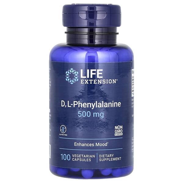 Life Extension, D ,L- 苯丙氨酸,500 毫克,100 粒素食膠囊