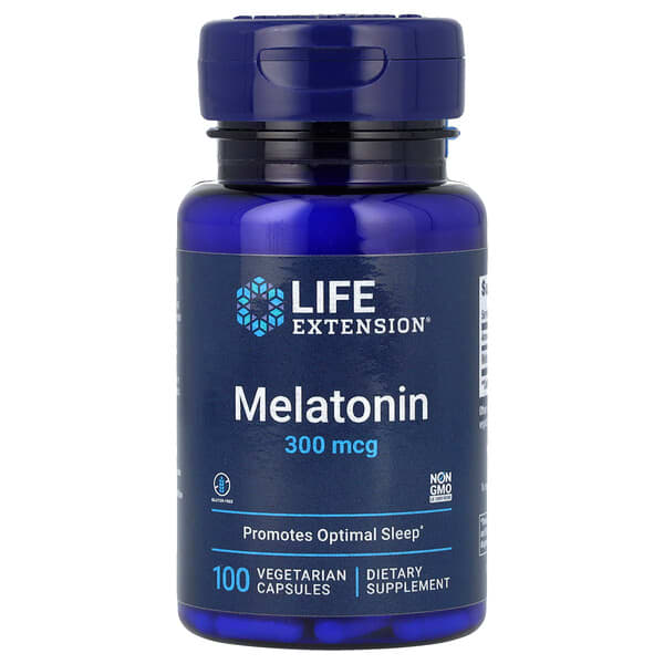 Life Extension, 褪黑素，300 微克，100 粒素食膠囊