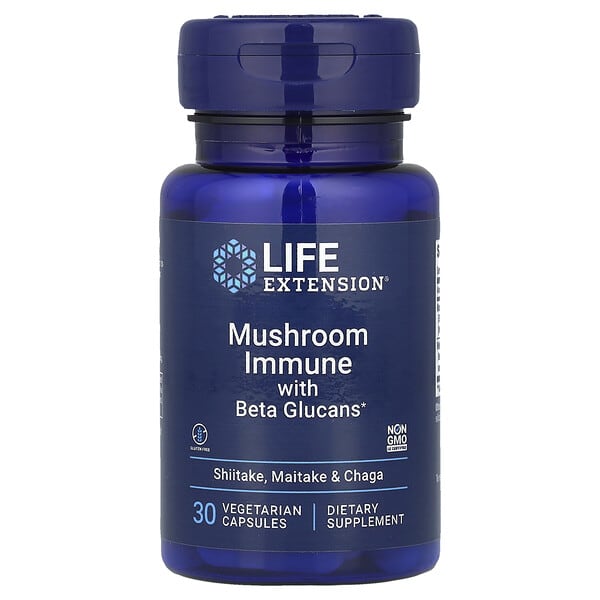 Life Extension, 蘑菇 β-葡聚糖機體抵抗膠囊，30 粒素食膠囊