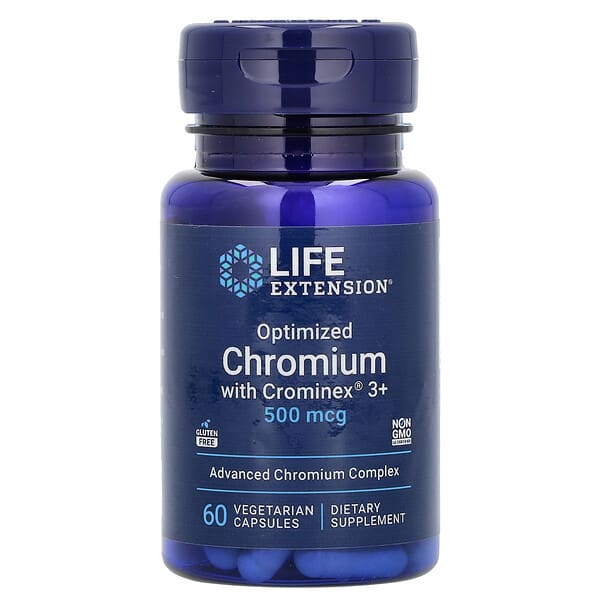 Life Extension, 優化鉻與 Crominex 3+，500 微克，60 粒素食膠囊