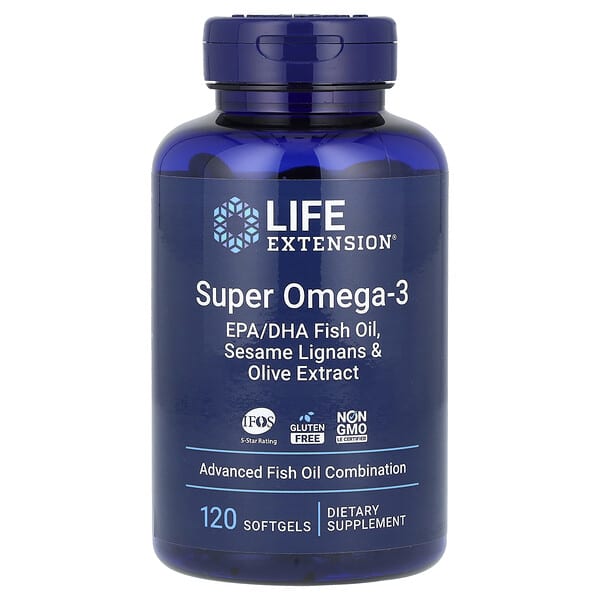 Life Extension, 含芝麻木脂素和橄欖提取物的超級歐米伽-3 EPA/DHA 魚油，120 粒軟凝膠