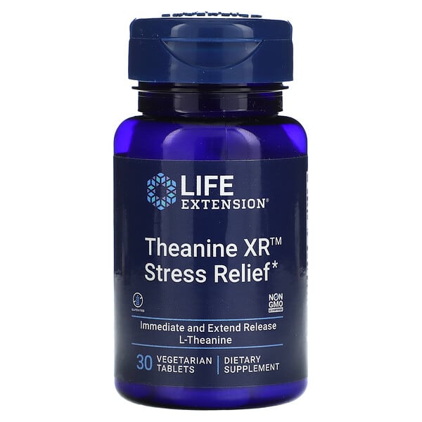 Life Extension, Theanine XR 減壓配方，30 片素食片