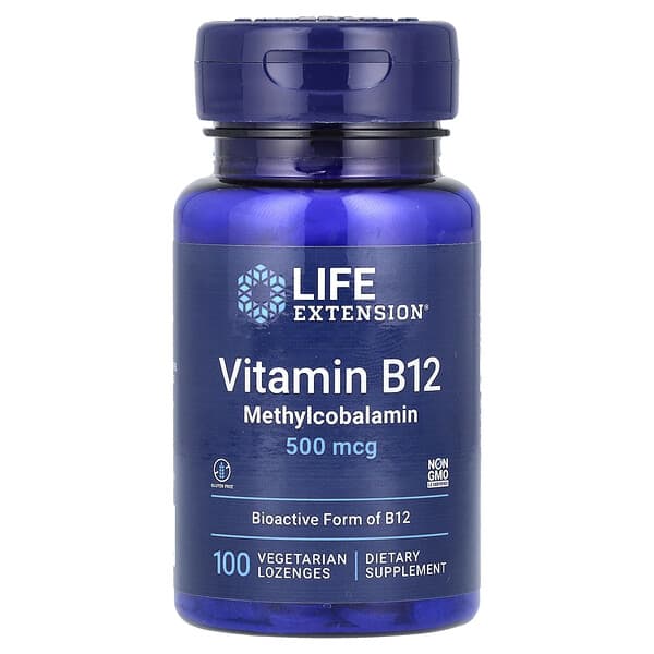 Life Extension, B12, Methylcobalamin, 500 mcg, 100 Vegetarian Lozenges