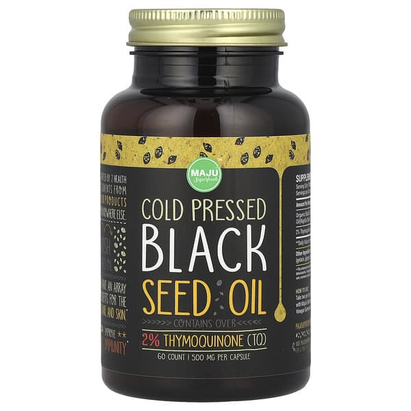Maju Superfoods, 冷榨黑籽油，500 毫克，60 粒膠囊
