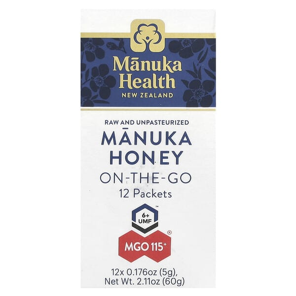 Manuka Health, 便攜麥盧卡蜂蜜，UMF 6+，MGO 115+，12 包，每包 0.176 盎司（5 克）