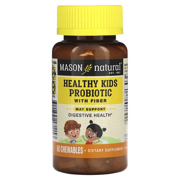 Mason Natural, 健康兒童益生菌含有纖維,60 粒咀嚼糖