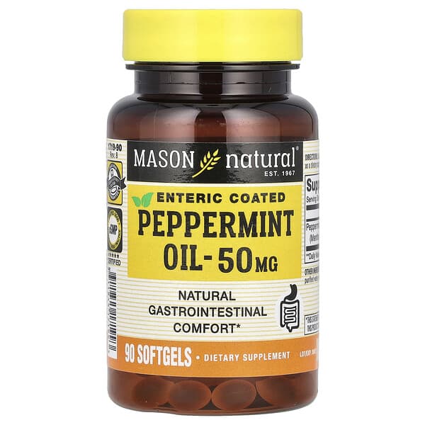 Mason Natural, 胡椒薄荷油，腸溶衣，50 毫克，90 粒軟凝膠